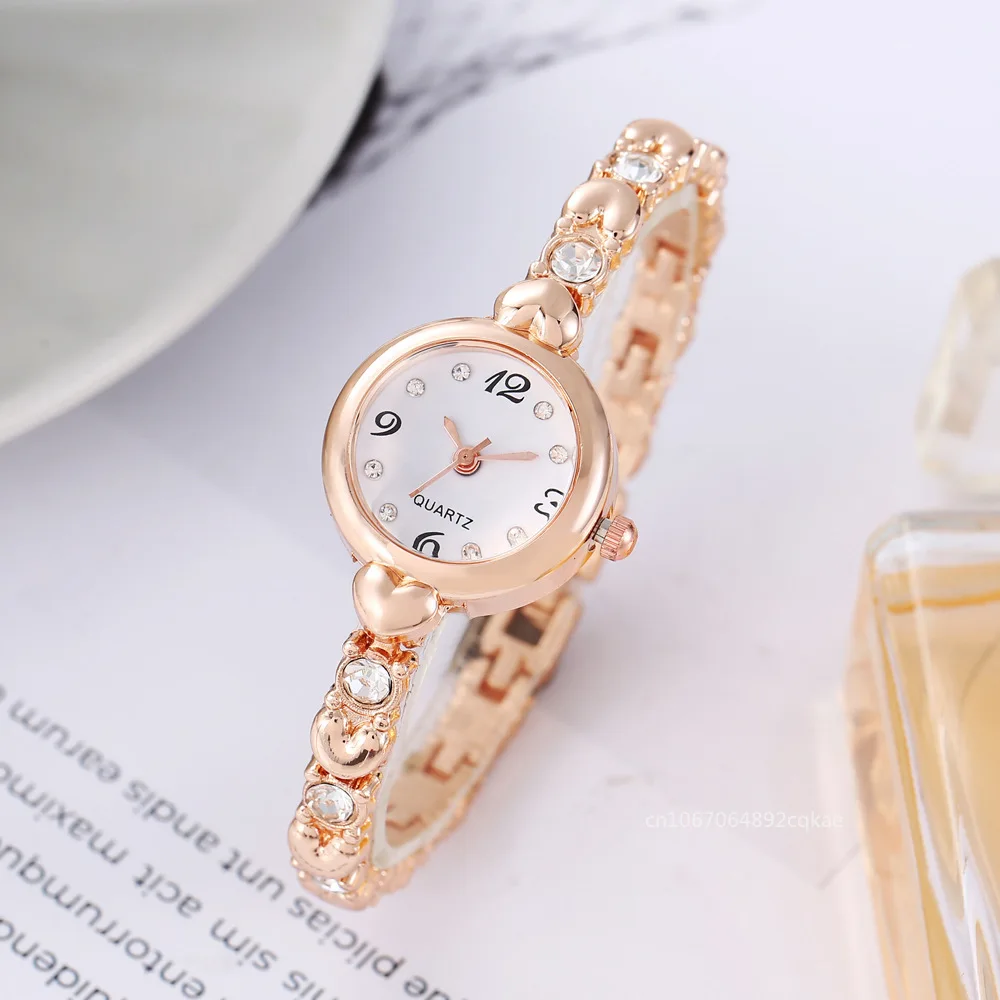 

Elegant Watch for Women Quartz Watches Gold Sliver Metal Band Ladies Reloj Female Bracelet Rhinestone Mini Dial Wristwatch