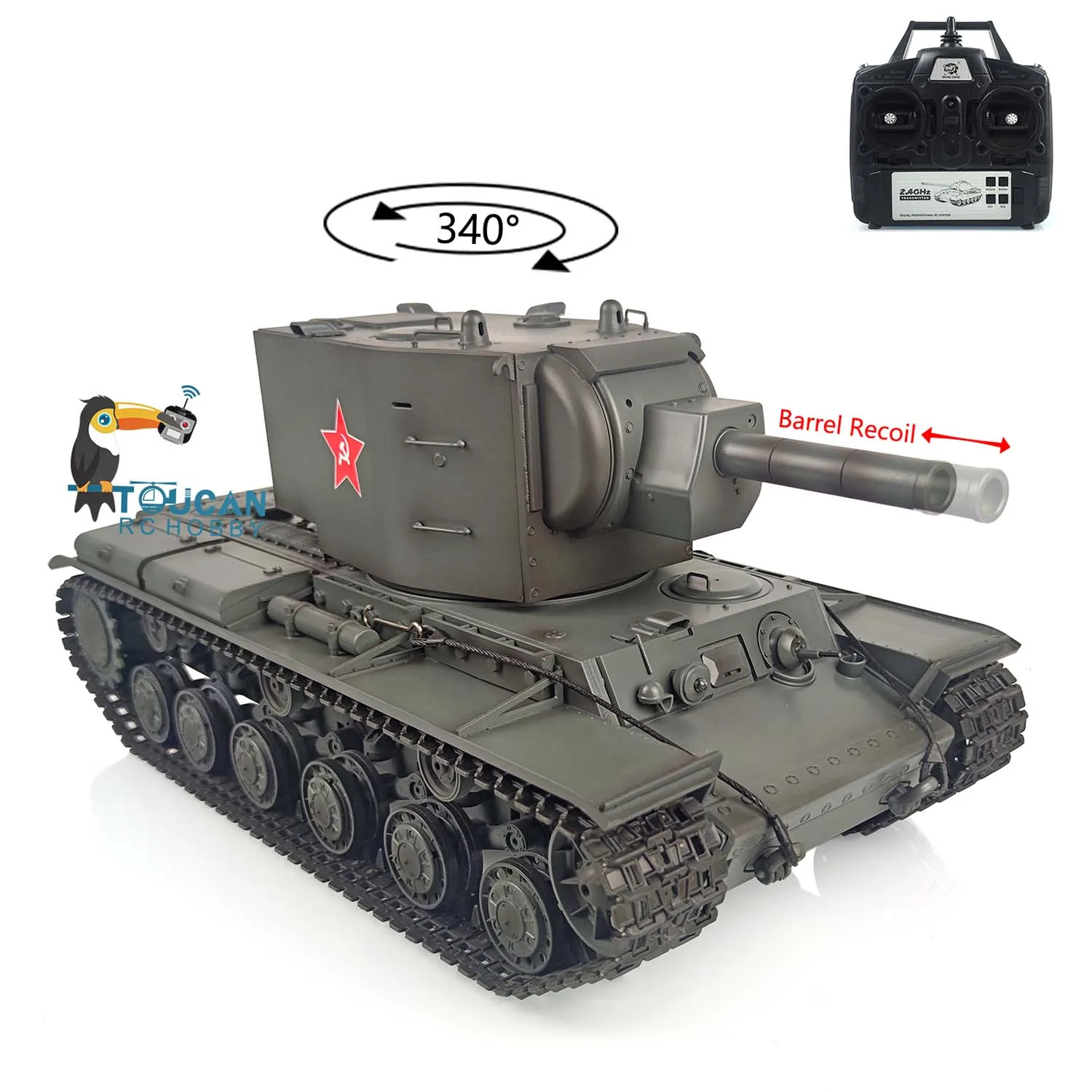 Henglong 1/16 7.0 Plastikowa wersja radzieckiego czołgu KV-2 RTR RC Gigant 3949 Barrel Recoil Zdalnie sterowany model czołgu wojennego Zabawki dla chłopców