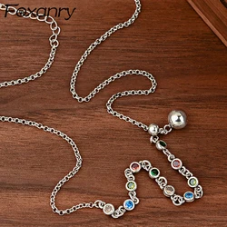 Foxanry Vintage Punk Sweater Necklace for Women Couples Trendy Elegant Multicolor Zircons Ball Pendant Wedding Bride Jewelry