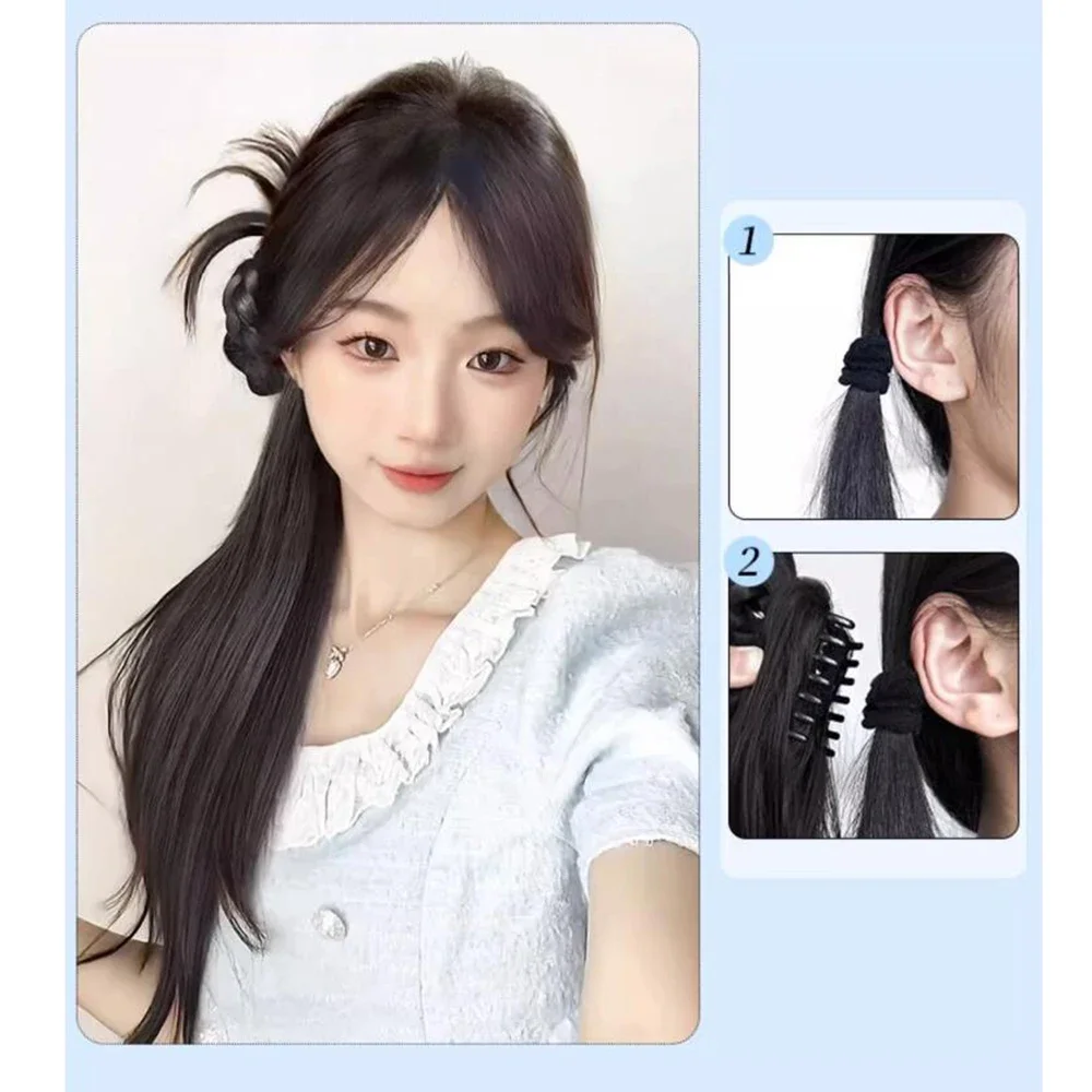 

Gentle Tthousand Gold Braid Wig Braid Grabbing Clip Ponytail Wig Weaving Side Ball Head Low Ponytail Wig Braid Ponytail