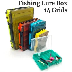 LXIN Fishing Lure Tackle large Box 14 grids Compartment Storage Case Double Sided Hook Baits Container Accessories organizer Box