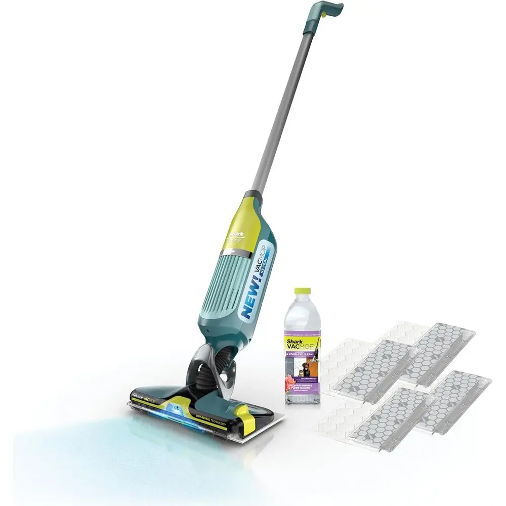 

VACMOP Reveal CordlHard loor Cleaner, Vacuum & Spray Mop, Powerul Suction, Lightweight, Illumination Light, 4 Disposable Pads, 1