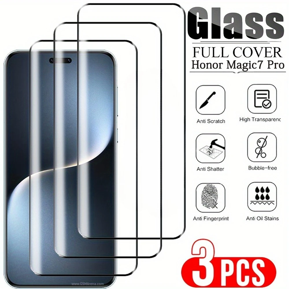 

3Pcs Full Coverage Screen Protector For Honor Magic 7 6 5 4 Pro Lite X9c X9a X8a Tempered Glass For Honor 400 300 200 Pro 100 90