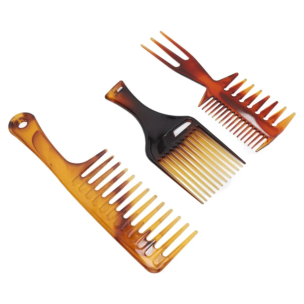 Salon Use Wide Teeth Hair Comb Set Professional Portable Wide Tooth Comb PP Material Styling Comb Set For Thick Curly Hair