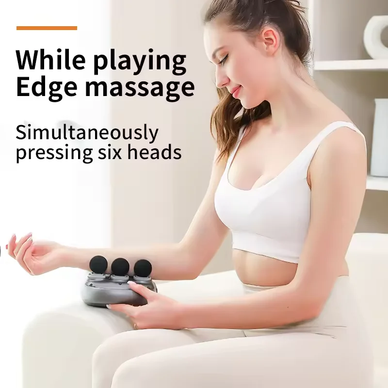 Nova fáscia arma de seis cabeças massagem de relaxamento muscular grau profissional sem fio cintura volta masajeador vibração de freqüência profunda