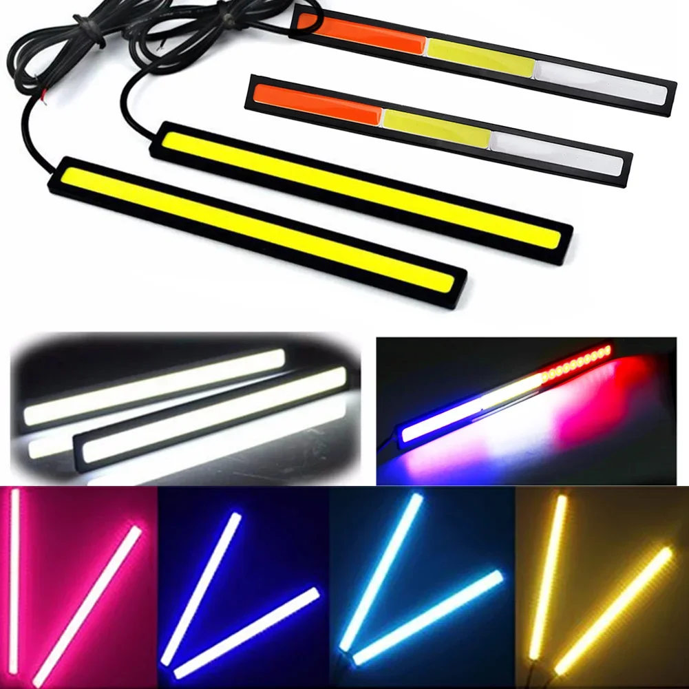 2pcs 17cm Universal Waterproof Daytime Running Lights COB Fog Lamp Car Styling Led Day Light DRL Lamp Fog Bar Lamp Strip Light