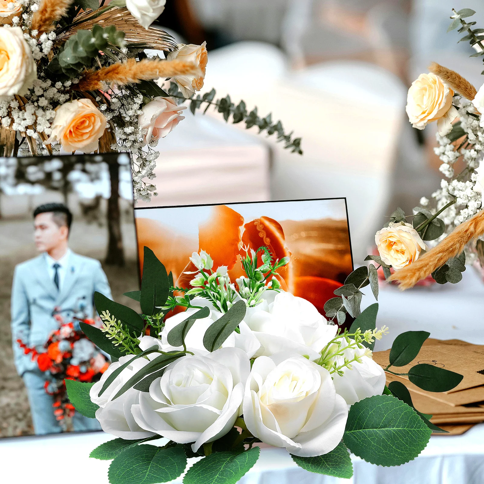 

1 Artificial Roman Column Rose Ball Faux Flowers Bright Non Fading Silk Wedding Decor Centerpieces Table Arrangement Fake