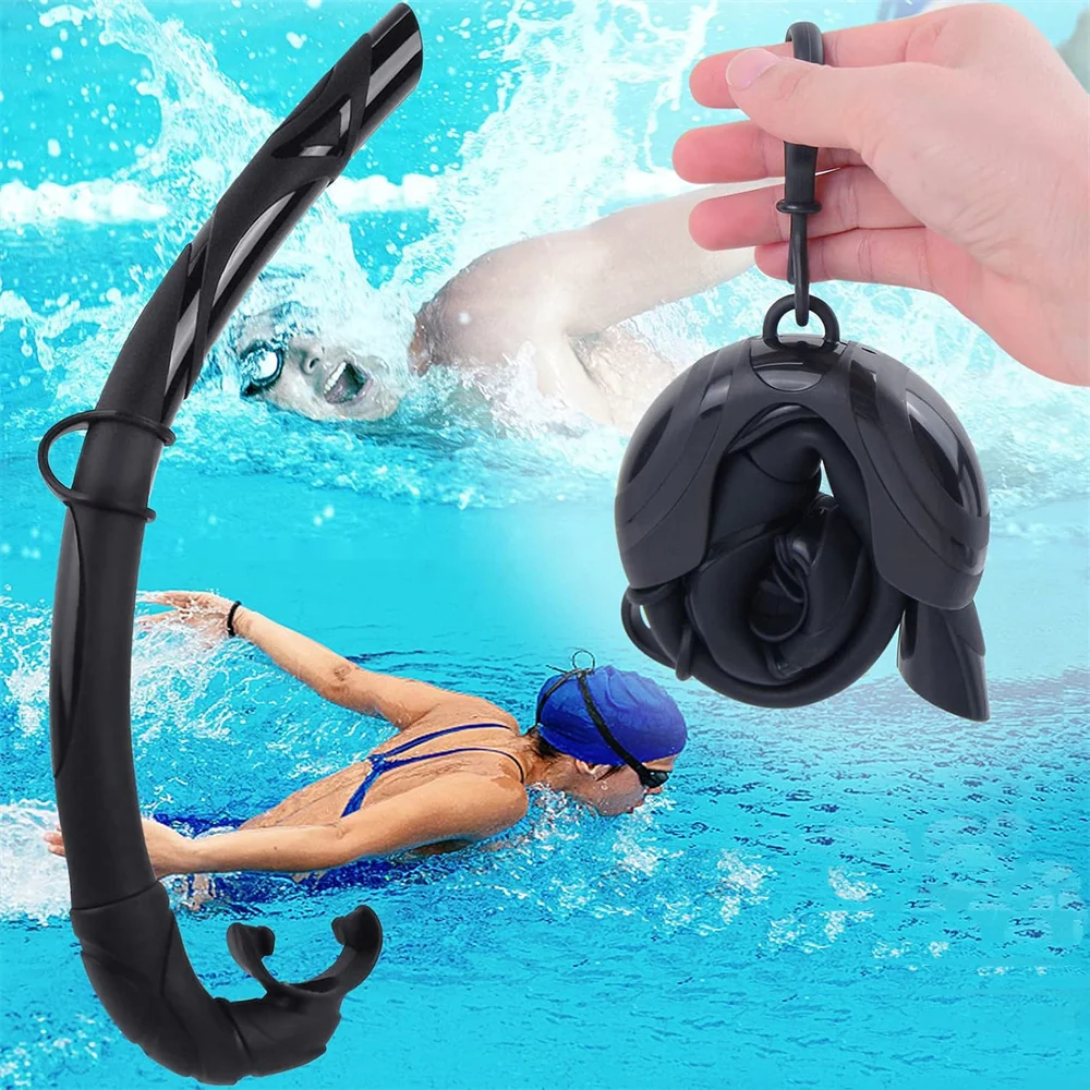 실리콘 접이식 스노클링 튜브, 컴팩트 보관 케이스 포함, 남녀공용 롤업 스노클링 습식 호흡 튜브, 스노클링 수상 스포츠 