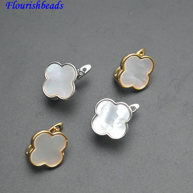 

10 пар натуральных белых сережек-клипс в форме ракушки клевера, модные женские украшения