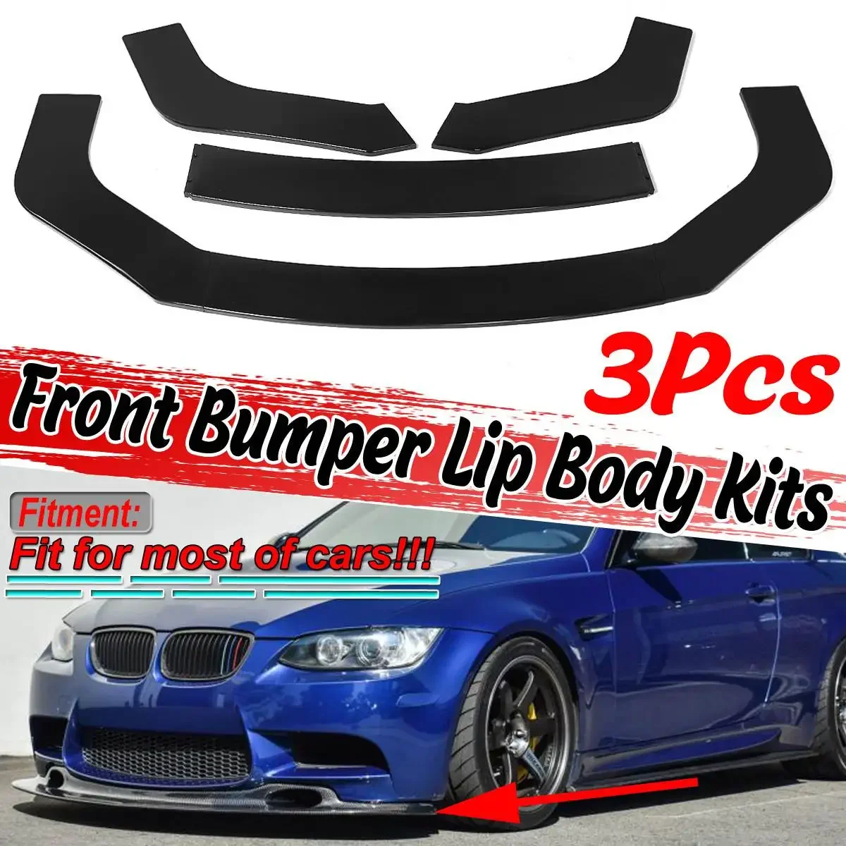 Car Universal Front Lip Chin Bumper Body Kits Spoiler For BMW E39 E46 E53 E90 E92 E93 E60 E61 E70 X6 E71 X1 For VW Golf MK5 6 7