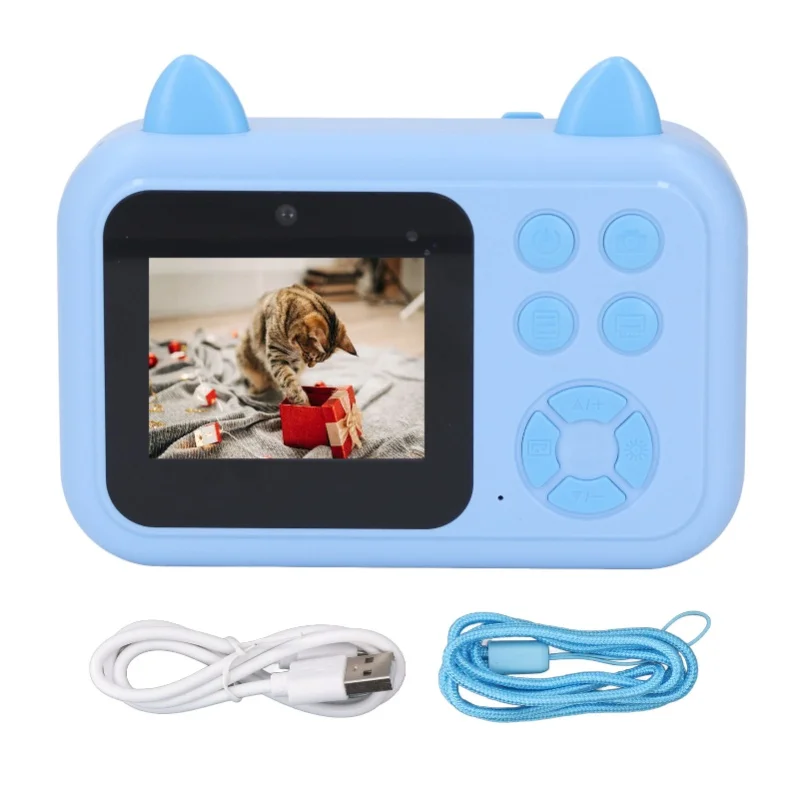 Thermal Print Camera 2.4 Inch Screen HD Photo Video Recording Small Kids Digital Camera For Photography Entertainment Blue view 4