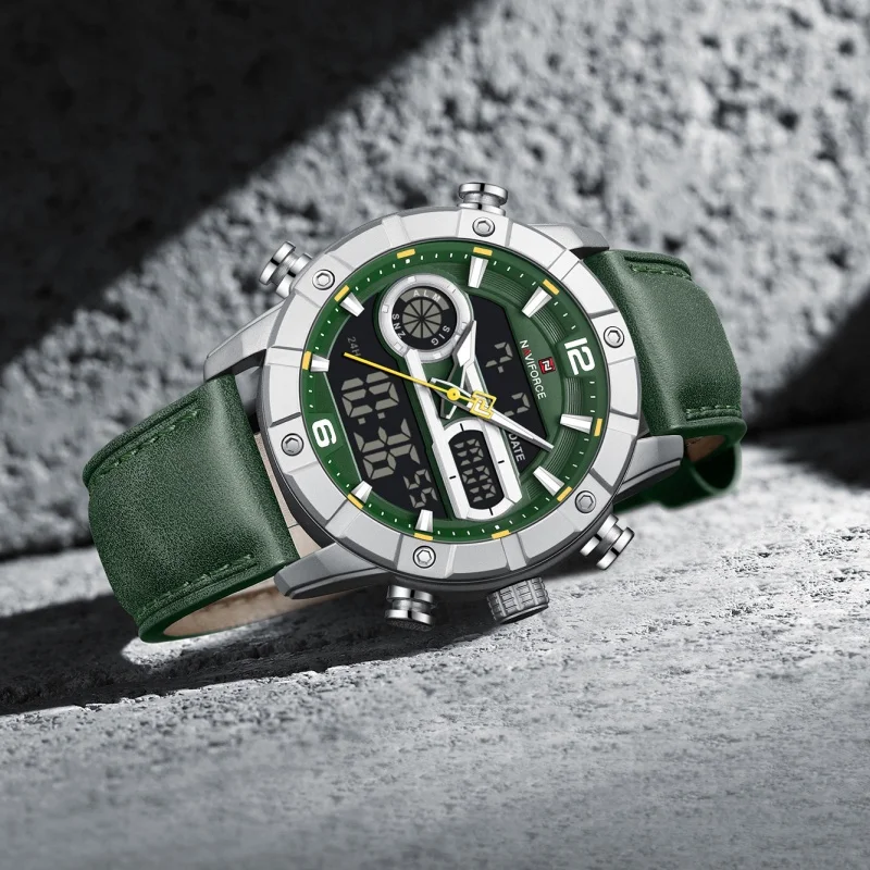 NAVIFORCE New DESIGN Dual time Fashion Men Quartz Wristwatches Waterproof Men Chronograph Alarm Luminous Mode relogio masculino
