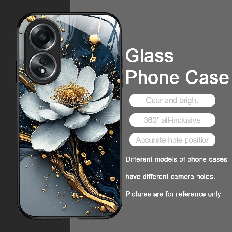 أنيقة لوتس الفني زهرة نمط الزجاج المقسى جراب هاتف ل ممن لهم Realme 13 برو زائد 12 11 10 C55 X7 GT Neo 2 3T 5G غطاء #6