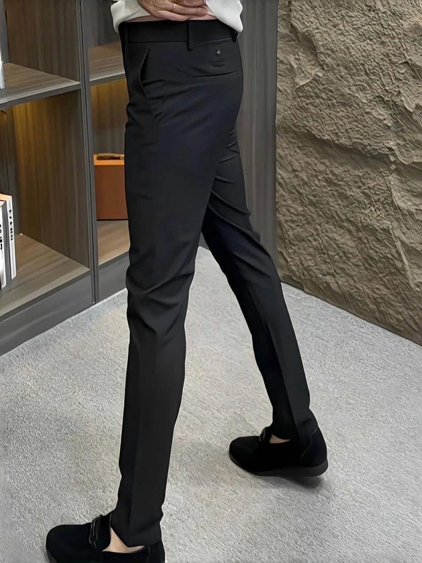 

Men's Casual Pants Slim Fit Drapey Straight Leg Faionable Versatile Spring Autumn New Sle Busin Casual Plain Color