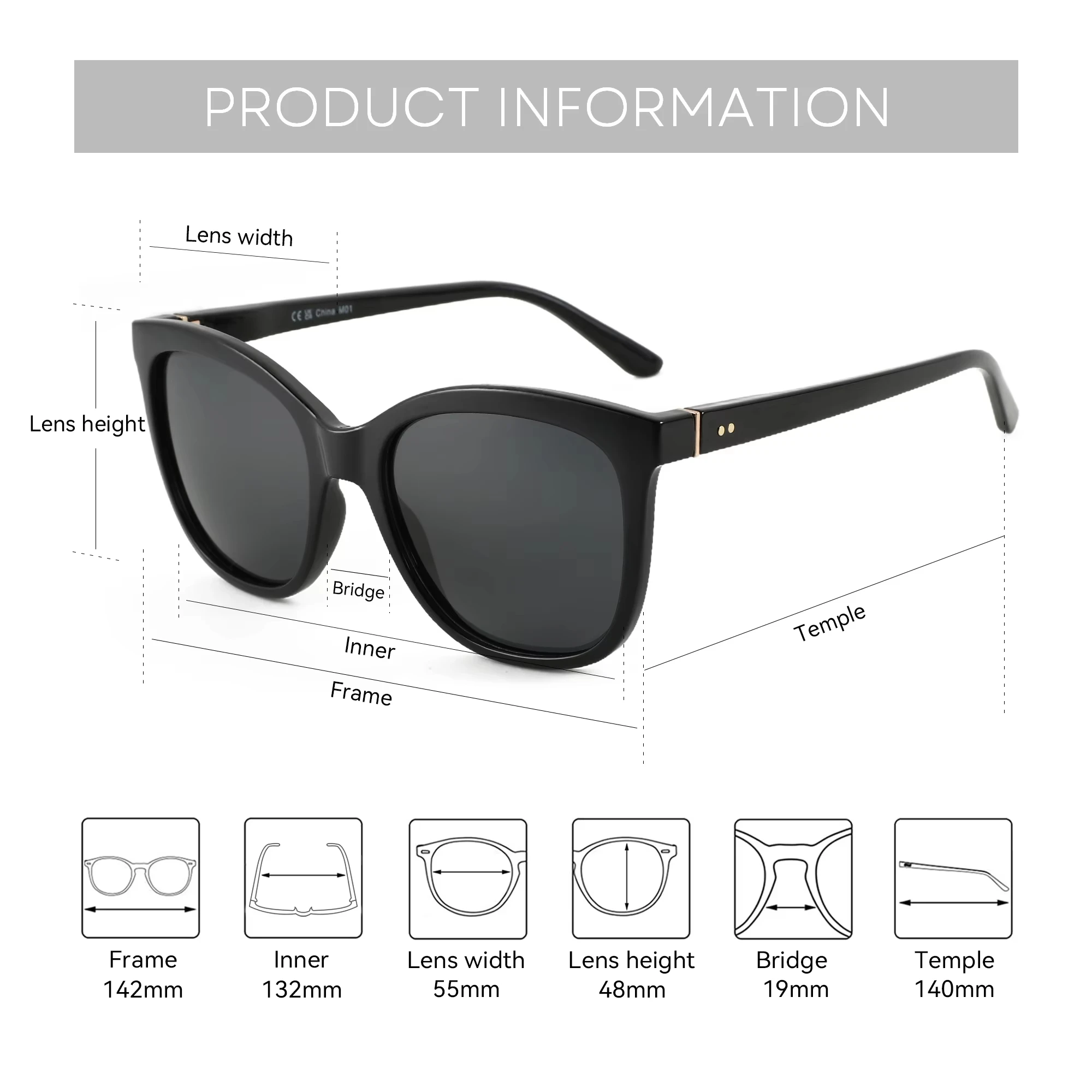 BLUEMOKY Popular Polarized Prescription Sunglasses Fashion Women UV400 Protection Oversized Cat Eye Progressive Sun Glasses
