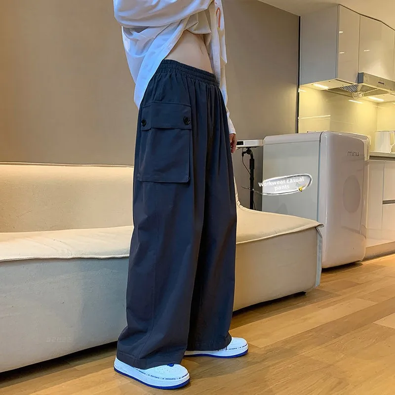 

Мужские повседневные брюки в стиле ретро в американском стиле хип-хоп, осень-зима, большие размеры 300, прямые широкие брюки, рабочая одежда, свободные брюки