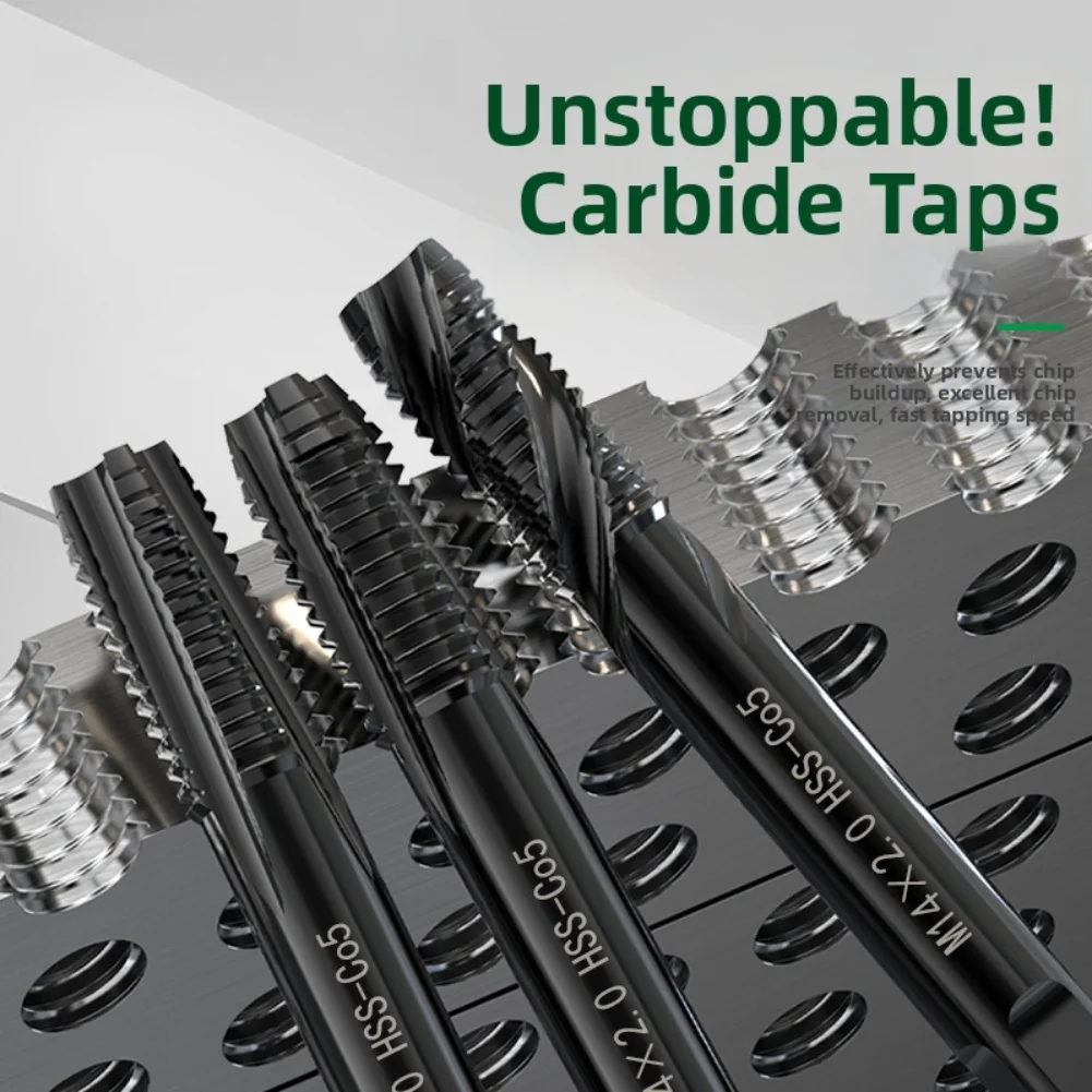 Set of 3 Taps M6 M8 M10 for Stainless Steel with Spiral Flutes and Nitrided Using For M35 High Speed Steel Construction