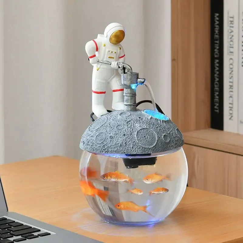 

Moon Astronaut Circulating Water Fountain Fish Tank Home Creative Decoration Living Room Office Desktop Trinkets Birthday Gifts