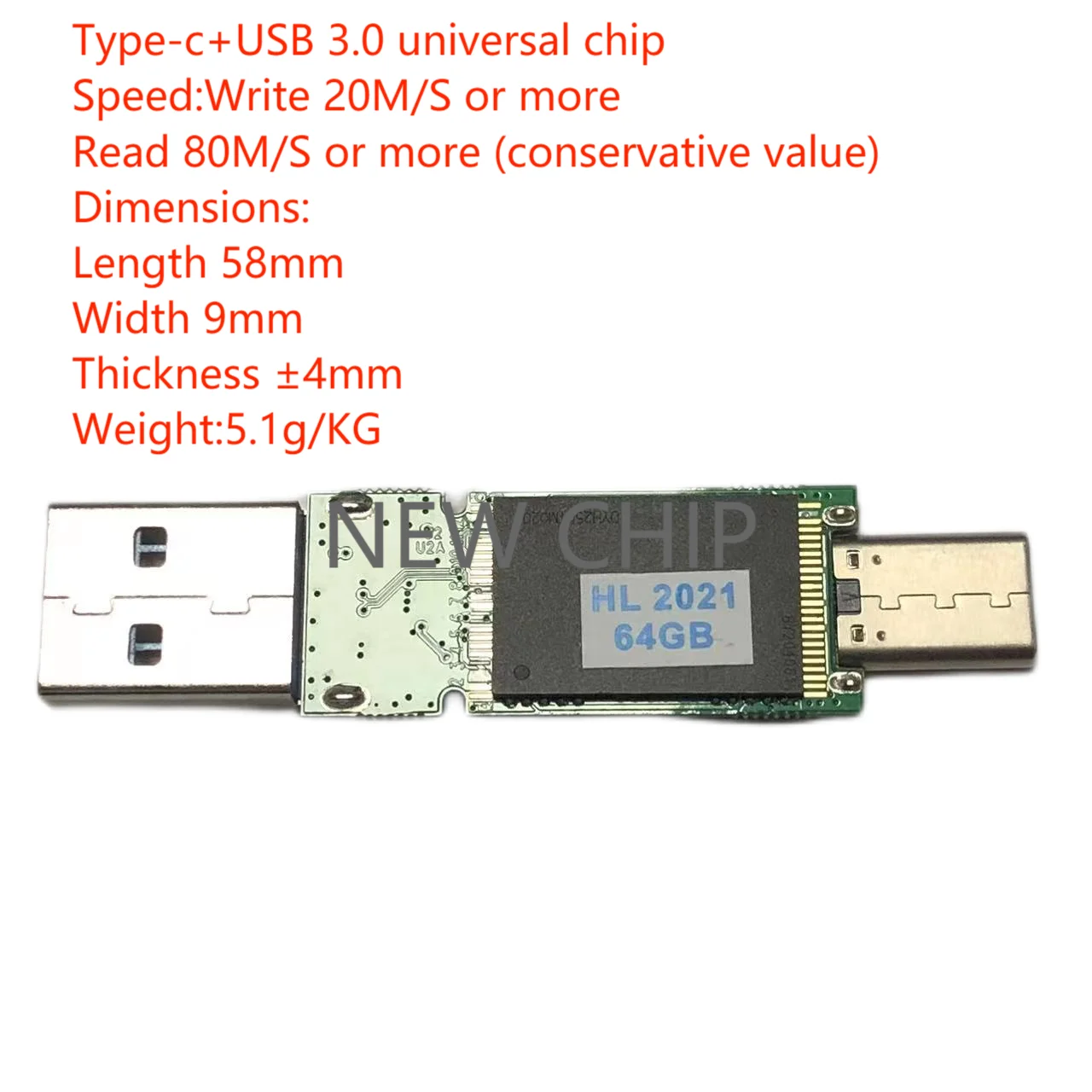 CHOOSINSIN USB 드라이브 C타입 + USB 3.0 비닐 유사 UDP NAND 플래시 칩, USB 3.0, 8G, 16G, 64G, 128G, 512G, 1TB, USB DIY 플래시 메모리 칩