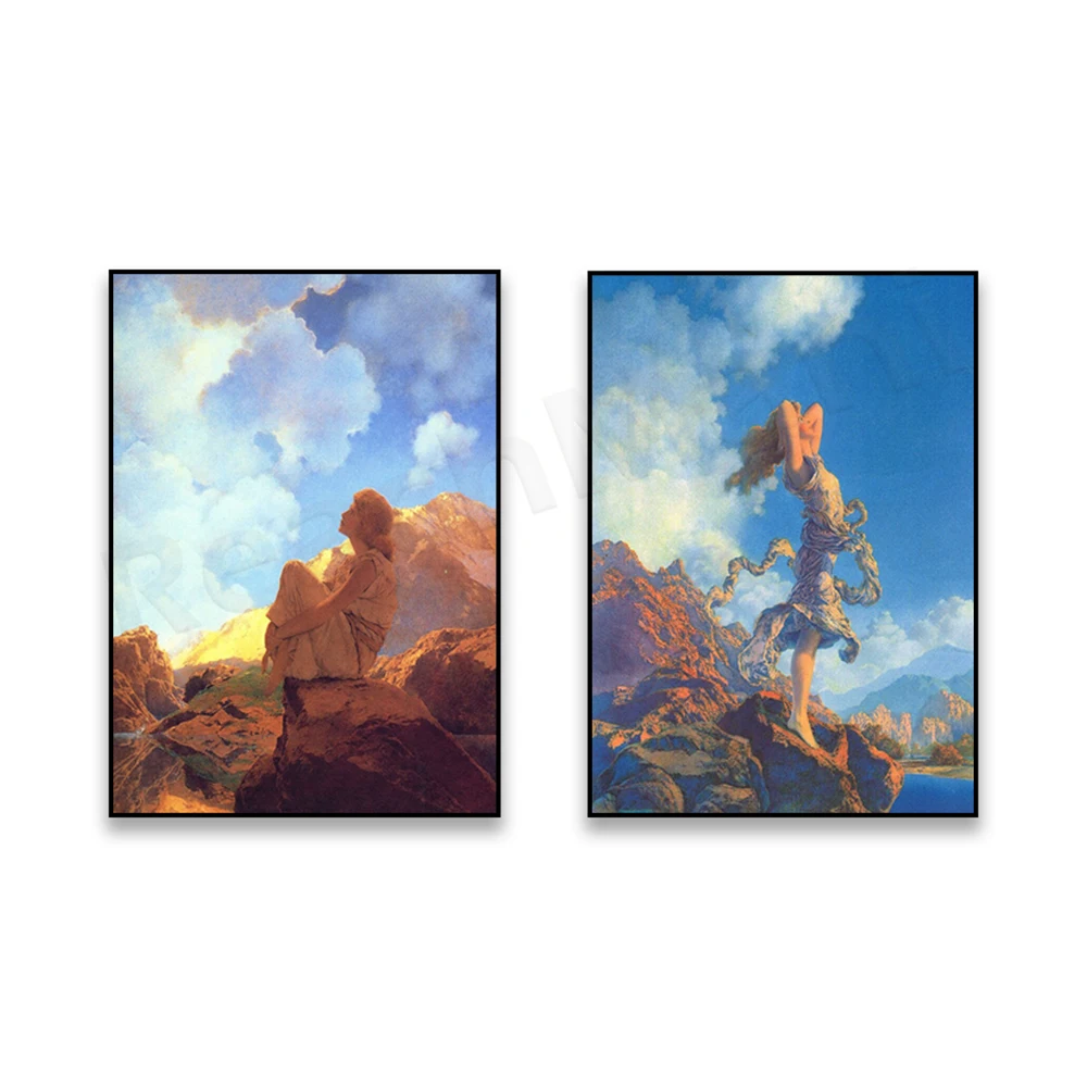 

Cloud Gazing Print, Vintage Art Nouveau, 1930s/40s Maxfield Parrish, Print and Poster Wall Art Picture Living Room Home Decor