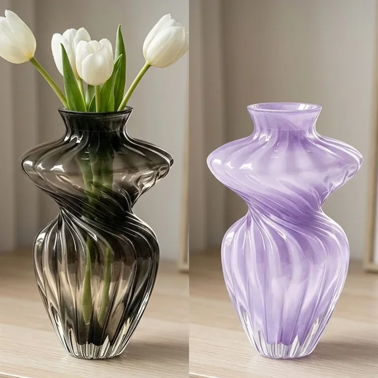 Handmade Wave-patterned Lace Glass Vase Floral Decoration Accessories Flower Vases Flowerpot Terrarium Home Decoration