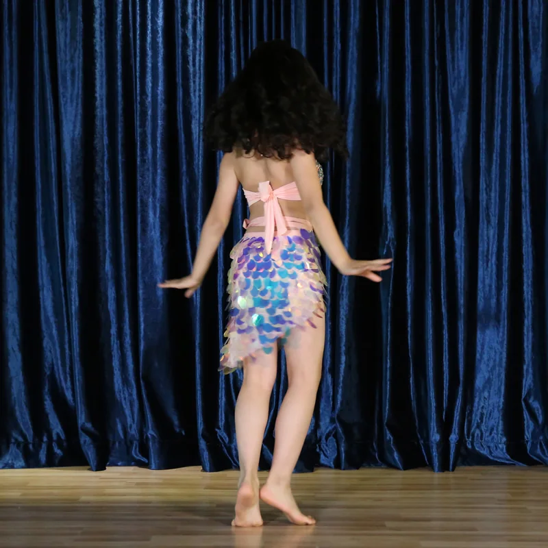 Children's Belly Dance Performance Costume Mermaid Folk Dance Outfit Girls' Dance Performance Clothes Belly Queen