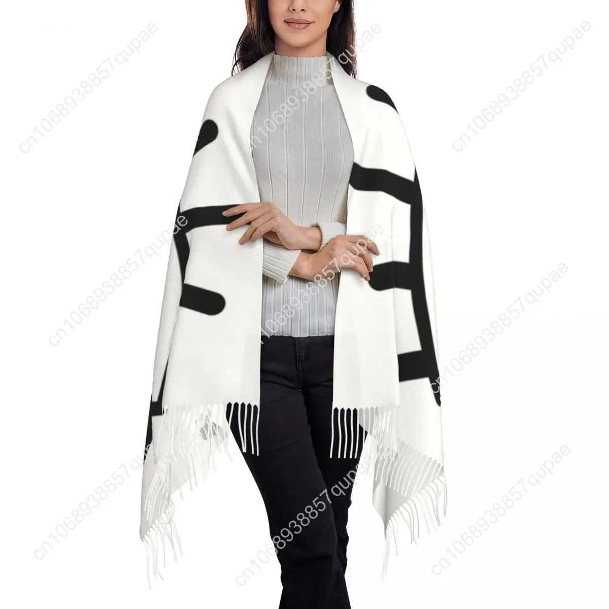 Magic Eyes Charm Scarf Women Fashion Winter Fall Shawl Wraps Black Evil Eye Amulet Boho Pattern Tassel Wraps