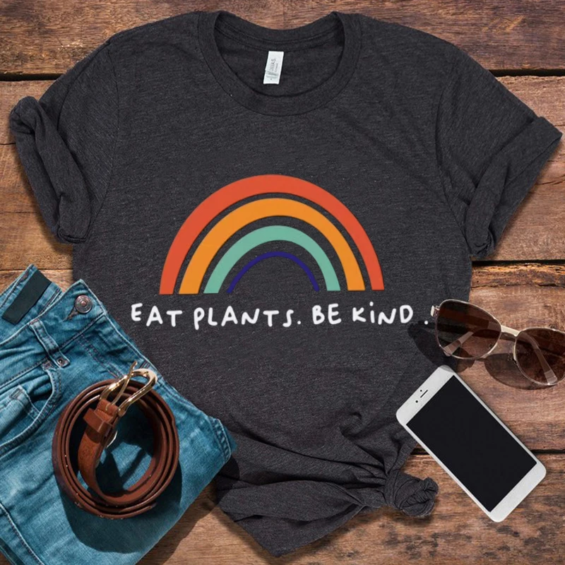 

Vegan Woman Tshirts Vegetarian Graphic Tee Plus Fashion Ladies Tops 2022 Eat Plants Be Kind Aesthetic Clothes Summer Tops XL