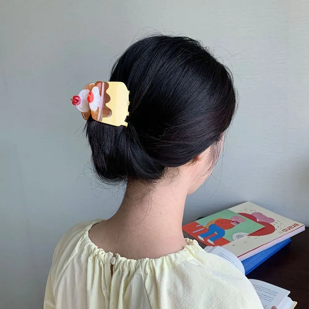 

Creative Sushi Cake Acetic Acid Hair Claw Cherry Cartoon Fruits Hair Clip Headdress Acetate Simulation Food Shark Clip Girl