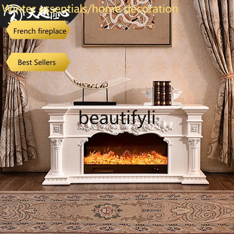 American fireplace TV cabinet, simulated fire electronic fireplace core, household solid wood decorative cabinet