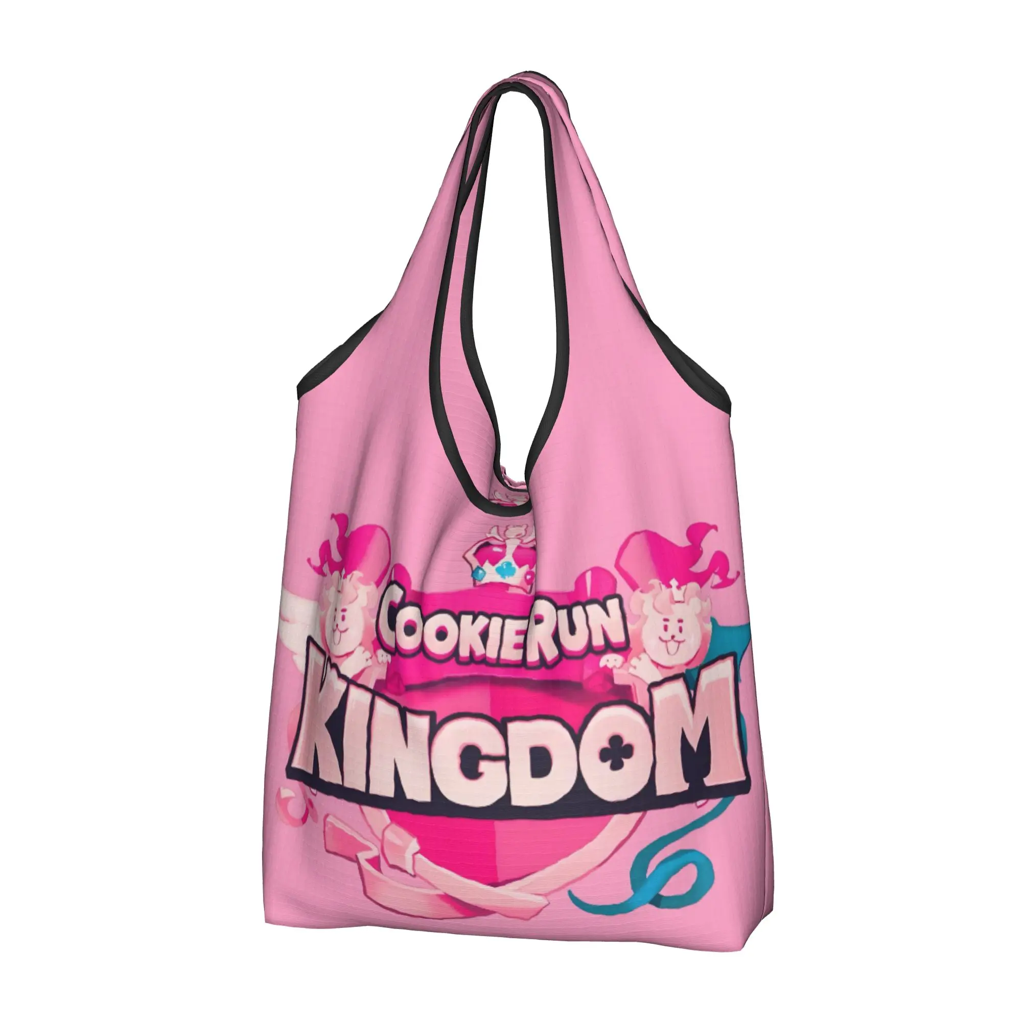 Cookie Run Kingdom Game  Cartoon  Groceries Shopping Bag Funny Shopper Tote Shoulder Bags Big Capacity Portable Anime  Handbag