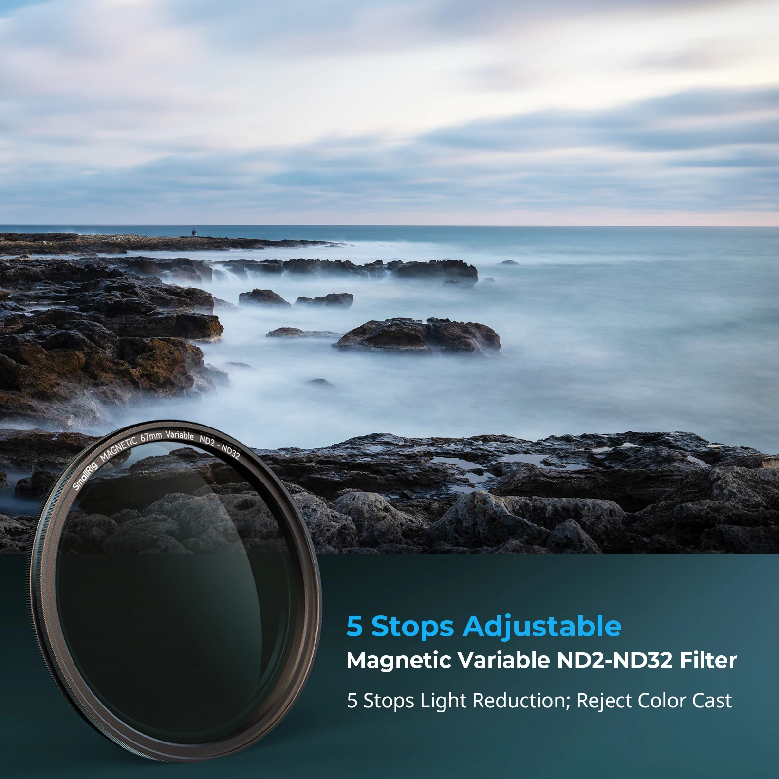 SmallRig 67mm Magnetic Attachable VND Filter ND2-ND32 (1-5 Stop) w 67mm Threaded Filter Ring for iPhone 15 Pro, S24 Ultra -4581