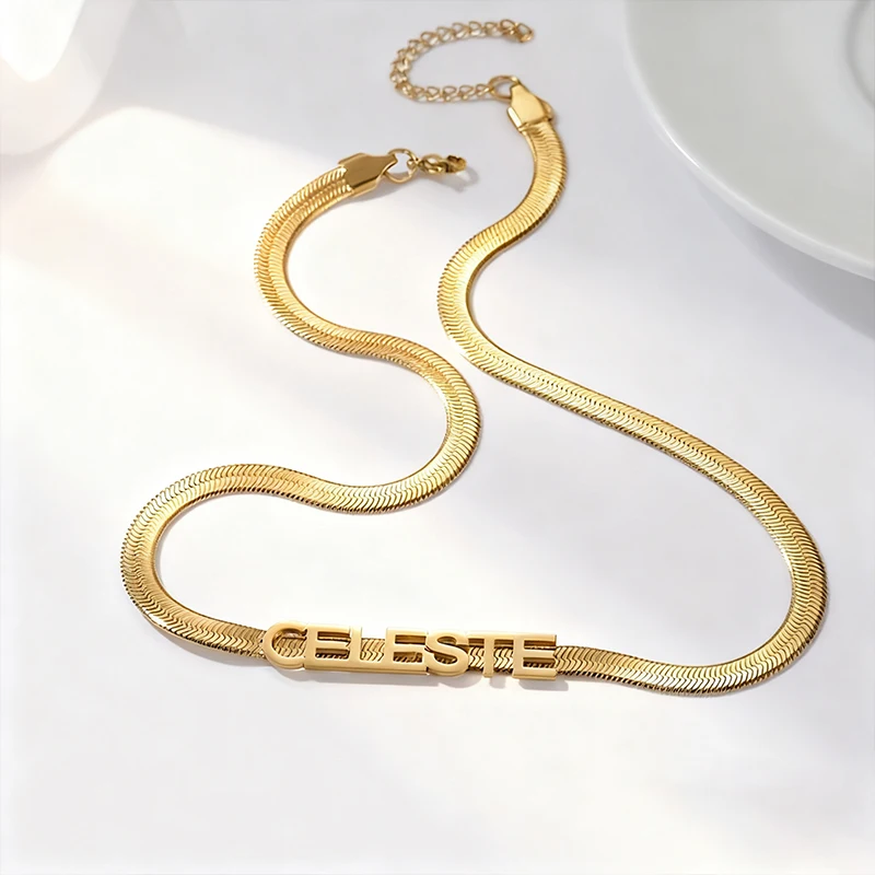 

Ожерелье с именем на заказ, персонализированное женское ожерелье из нержавеющей стали, элегантное и простое колье, подарок на день рождения, годовщину подруге