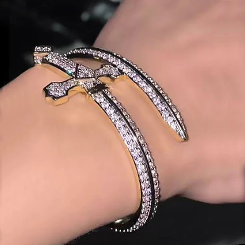 سوار العدالة بلينغ مثلج للرجال ، مجوهرات رائعة ، سوار هيب هوب ، لون ذهبي وفضي ، هدية حفلة للأولاد