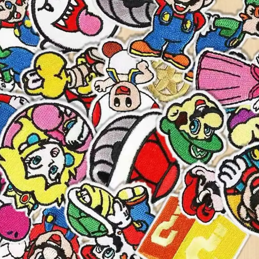

20Pcs Anime Mario Mushroom Ghost Kids for DIY Coat Iron on Embroidery Patches Clothes Fabric Stickers Repair Hole applique