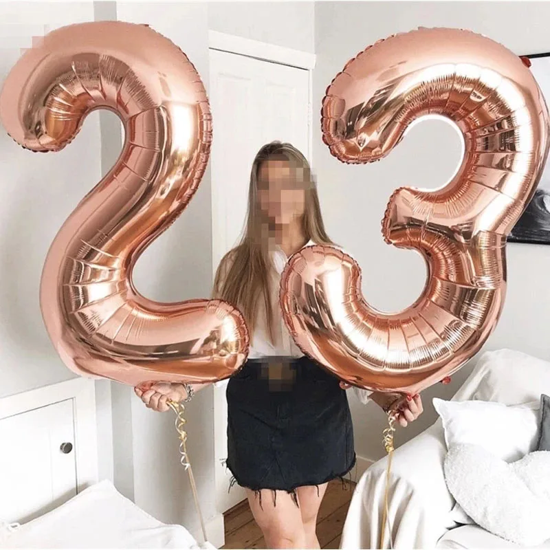 2pcs 32inch Number Foil Balloons Birthday Party Decorations Adult Kids 10 11 12 14 15 20 25 30 35 40 50 60 Year Old Black Globos