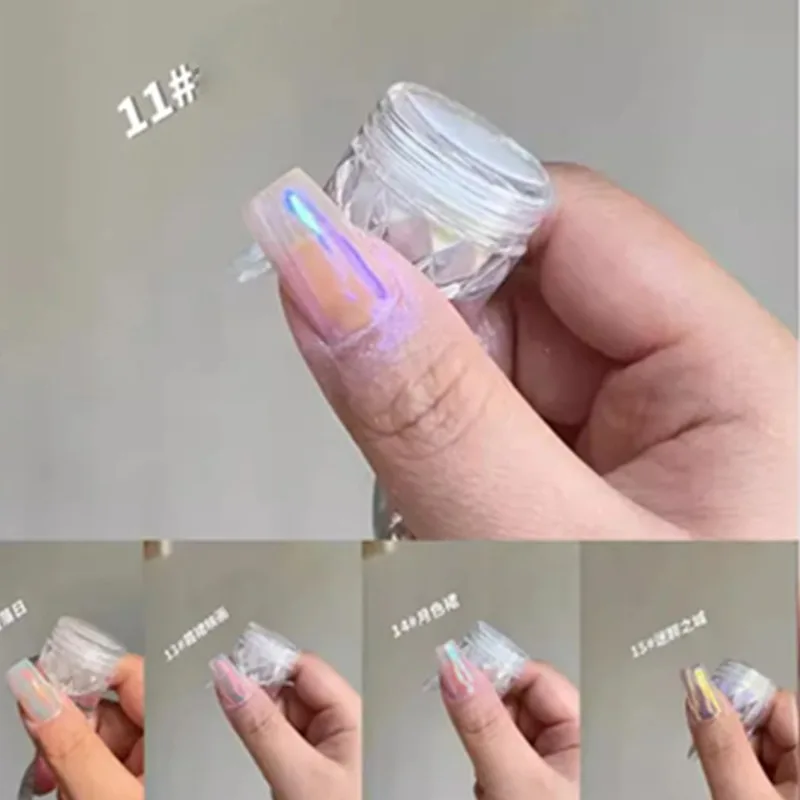 Pearl White Moonlight Mirror DIY Nails Powder Nails Glitter Aurora Shining Pigment Chrome Dust Woman Nail Art Decoration