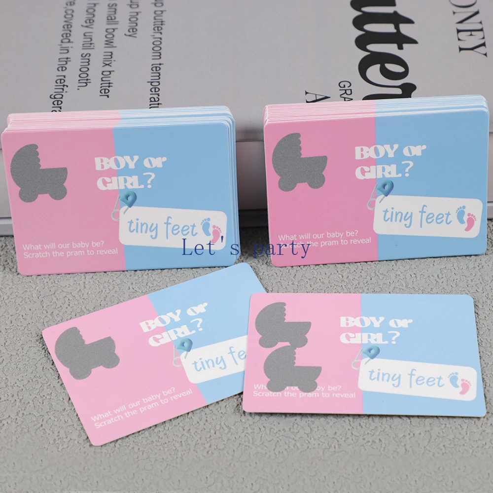 24Pcs/Set Newborn Boy or Girl Gender Reveal Game Scratch Cards for Team Girl Boy Birthday Baby Shower Baptism Party Decoration