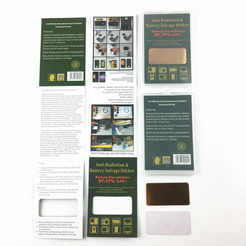 Customized Square Metal Sticker Radiation Phone Sticker Negative Ion Energy Radiation Sticker Neutralizes