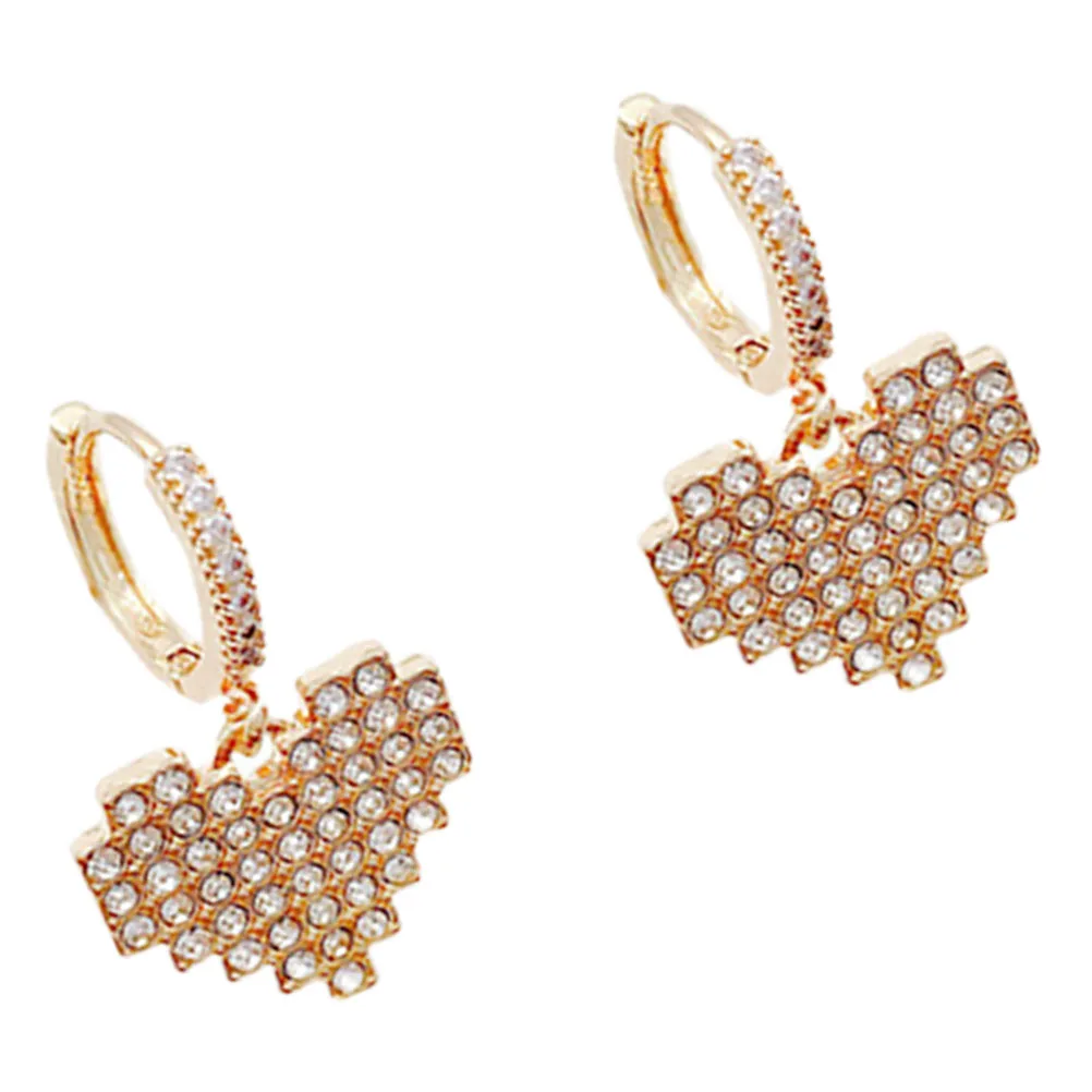 

Heart Shaped Earrings Golden Dangle Women Drop Crystal Bride Fashionable Teen Accessories Girls Dangle Earrings