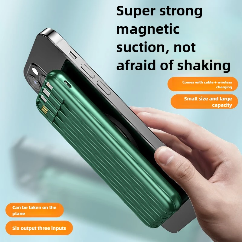 

Wireless Power Bank with Built-in Cable+wireless Charging Large Capacity Mobile Power Supply with Fast Charging Function
