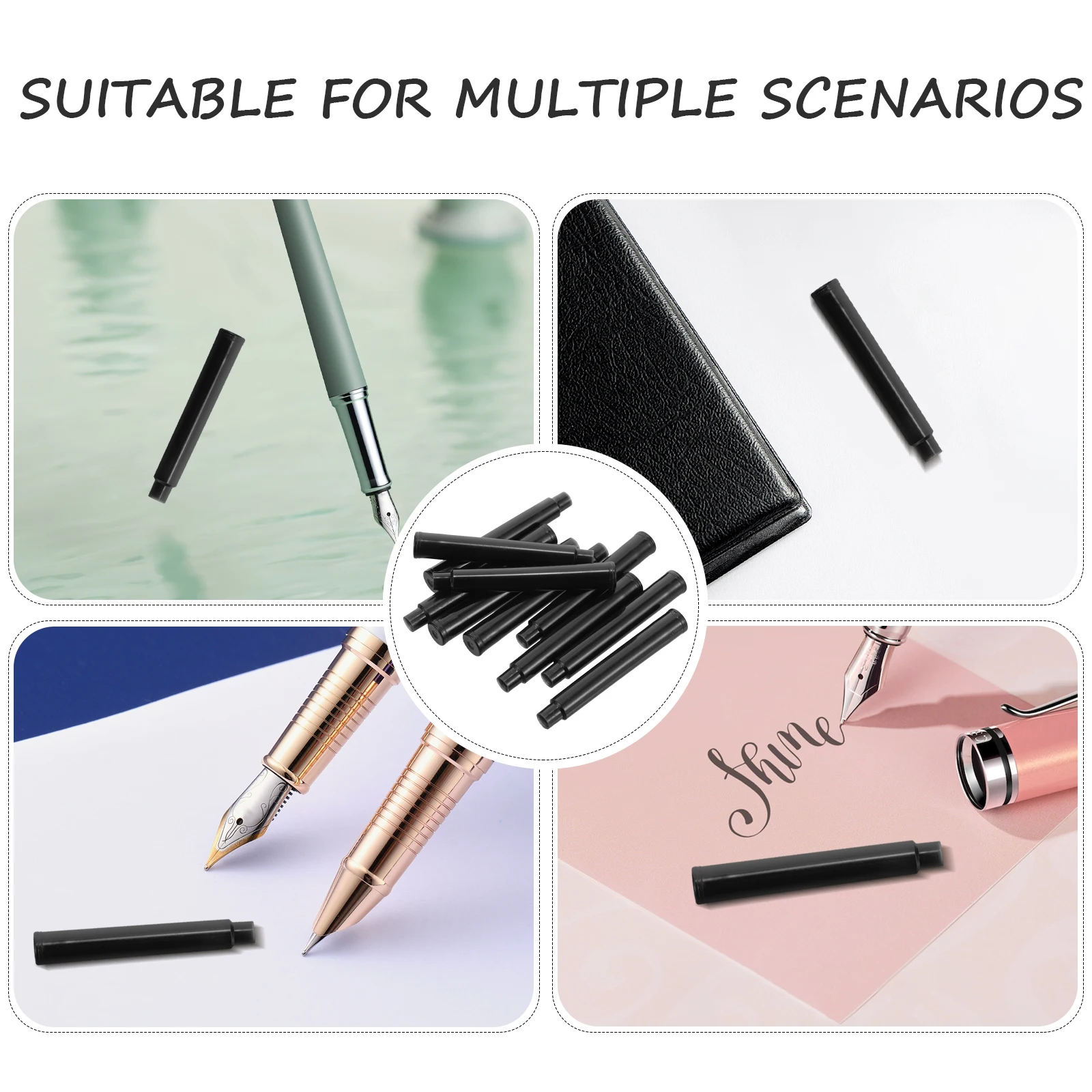 

10 Pcs Fountain Pen Ink Refill Universal Black Cartridge 3 4mm Plastic Office Supplies Refills For Pens Calligraphy