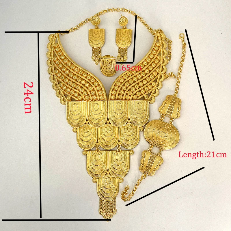 African Big Vitange Necklace Sets Gold Plated Dubai Women's Jewelry Set Wedding Gift Ethiopian Bridal Indian Hawaiian Jewellery