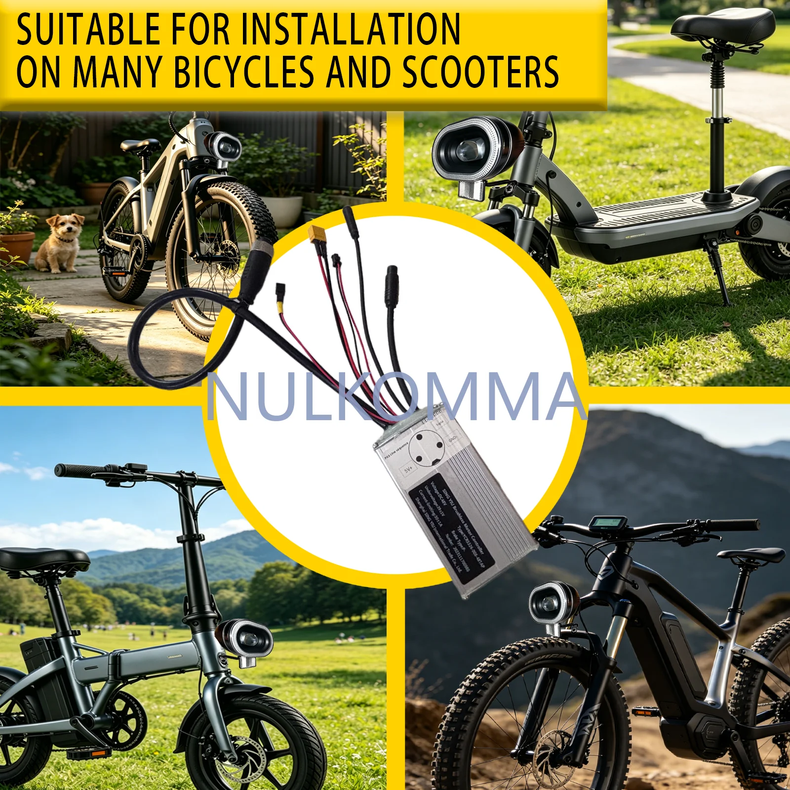 NULKOMMA 48V 30A YCRS326-008-48TAP Brushless E-bike Motor Controller Electric Bicycle Speed Controller