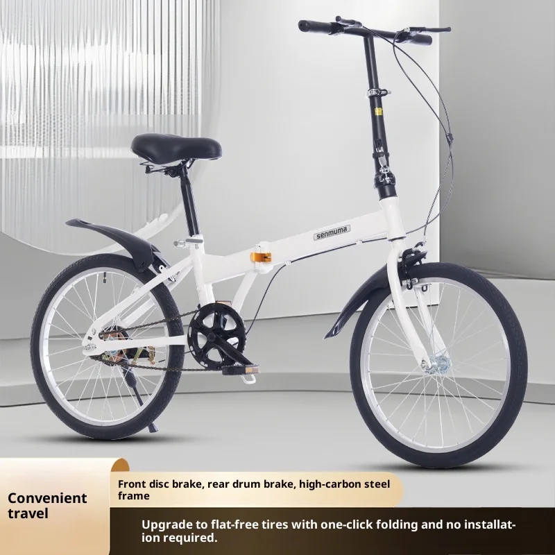 Vouwfiets Draagbare lichtgewicht massieve banden Geen montage Gemakkelijk opvouwbaar Compact Commuter Unisex Volwassen Student Campus City Road