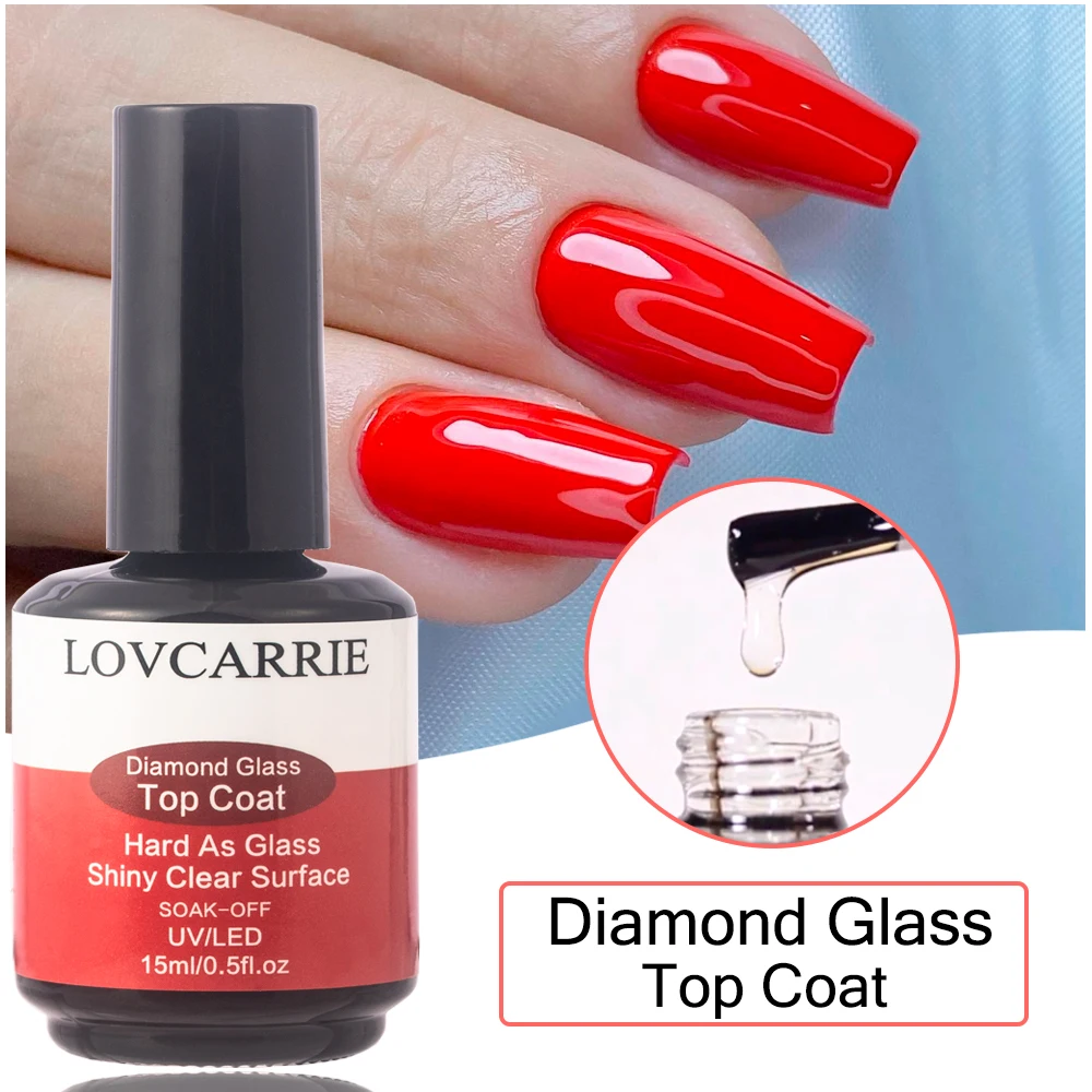 1 Stuks Diamant Glas Top Coat Uv Gel Nagellak Harde Glans Afwerking Geen Veeg Nail Art Emaille Manicure Gellak Lange Slijtage Topcoat