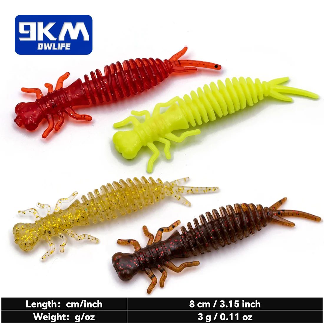 10 Stuks Dragonfly Larve Lokt 3G Zachte Siliconen Lokt Cicade Larve Zachte Lokken Zoetwater Levensechte Larve Worm Aas Bass forel Crappie