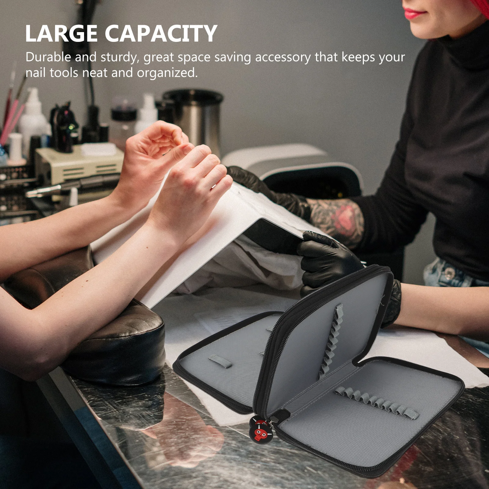 

Manicure Tool Kit Compact Nail Art Brush Holder Large Capacity Storage Pouch Travel Salon Organizer Waterproof Manicure