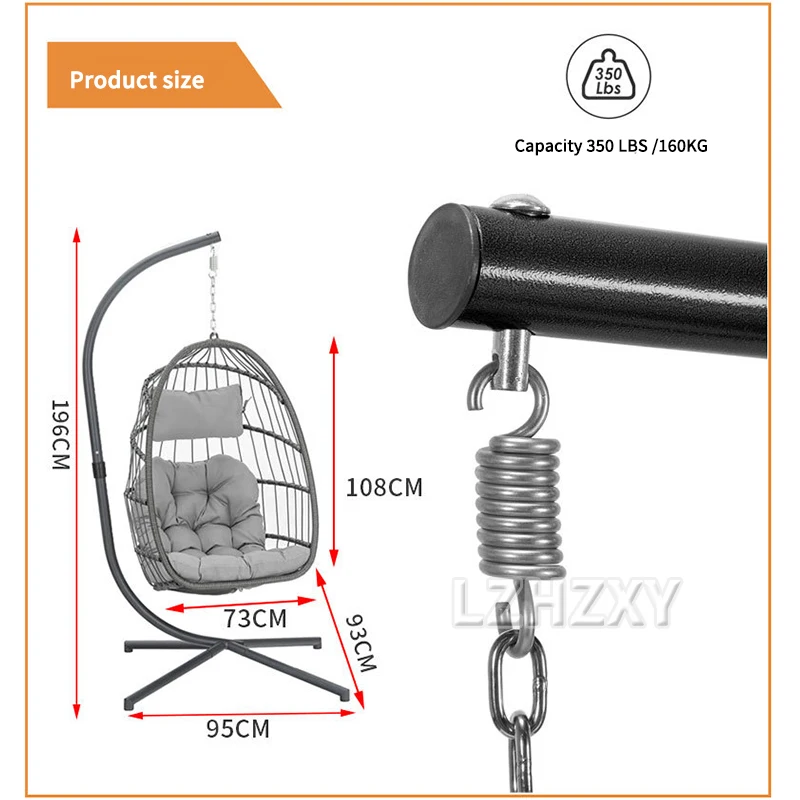 Egg Chair With Cushions Hanging Swing Egg Chair Wicker Hammock Egg Chair for Indoor Outdoor Garden Balcony Patio