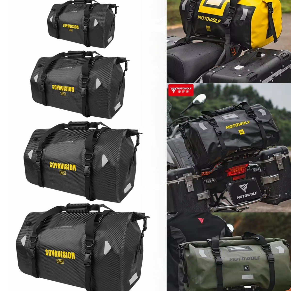 Large capacity20L/ 50L/70L /100L Waterproof Motorcycle Tail Bag Travel Outdoor Motorcycle Seat Bag